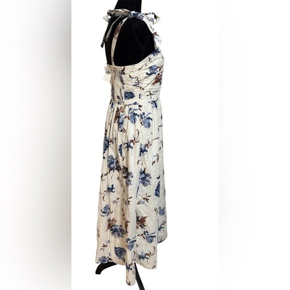 Abercrombie and Fitch Natural White Blue Floral Emerson Tie Strap Maxi Dress M - Picture 10 of 12